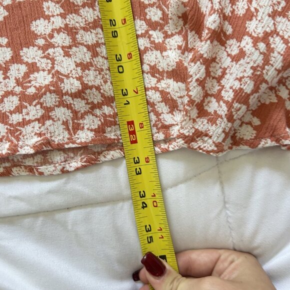 Doe & Rae Orange Ruffle Sleeveless Mini Dress V-Neck Floral Summer Womens Small - Picture 4 of 7